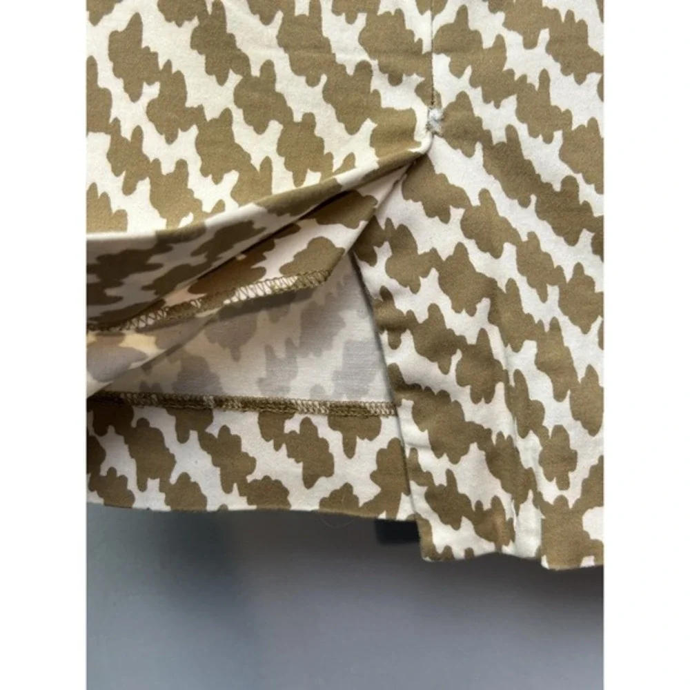 J Crew Skirt Womens 4 Tan White Geometric Stretch Cotton‎ Pencil Career Casual